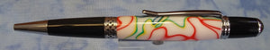 Mesa Style Pen- White with red, yellow, blue & green accent swirl acrylic