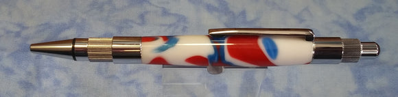 Stratus Click Pen- white, blue, and red acrylic