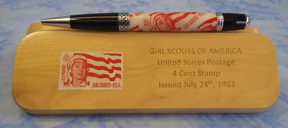 Girl Scouts 1962 Stamp Pen & Box Set