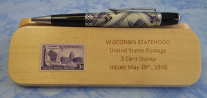 Wisconsin Statehood Stamp Pen & Box Set