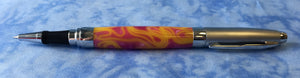 Pressimo screw cap roller ball pen- pink and yellow shimmer swirl acrylic